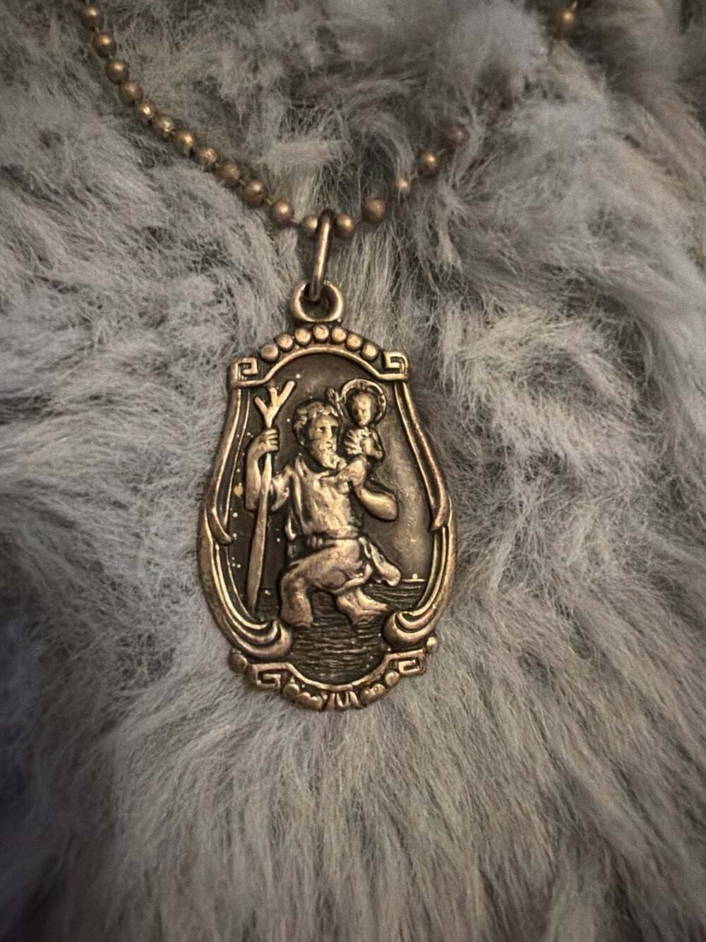 Vintage Hayward Sterling Silver St. Christopher Medal Pendant Necklace